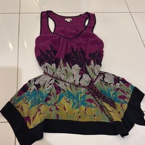 Floral Sleeveless Top - Purple and Black